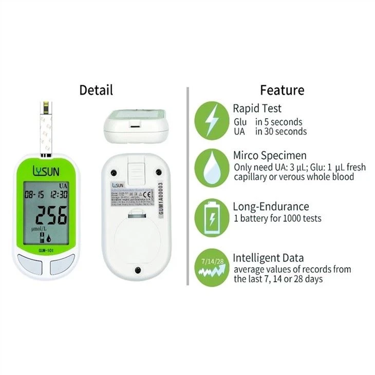 Lysun Hospital And Household Blood Glucose Cholesterol Hemoglobin Uric Acid Meter 